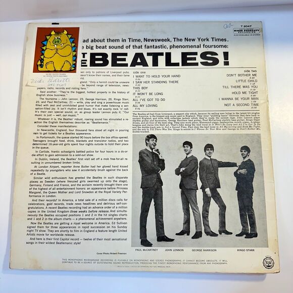 Meet The Beatles LP Capitol T 2047 Vinyl Record RARE Mono High Fidelity Scranton - Picture 2 of 6